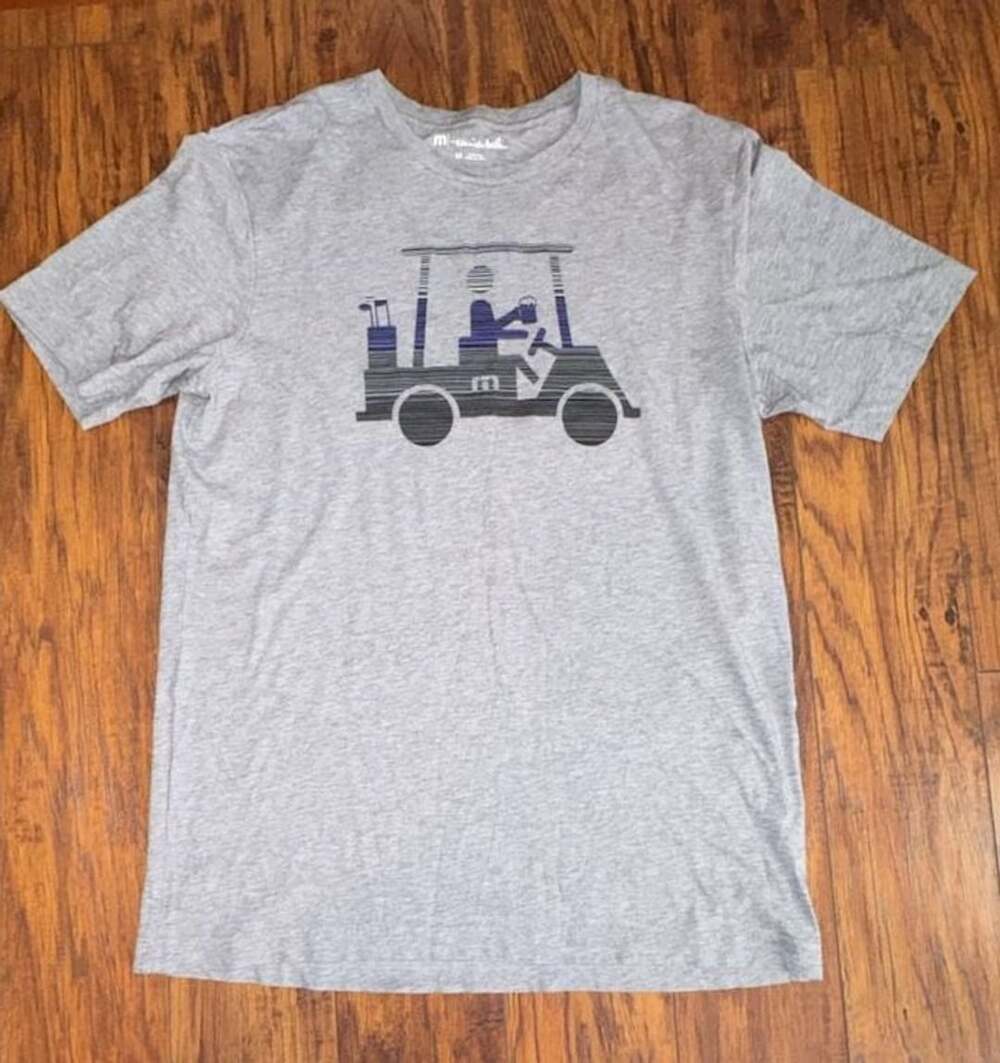 TravisMathew Graphic T-Shirt Size M Gray Golf Cart Short Sleeve Tee